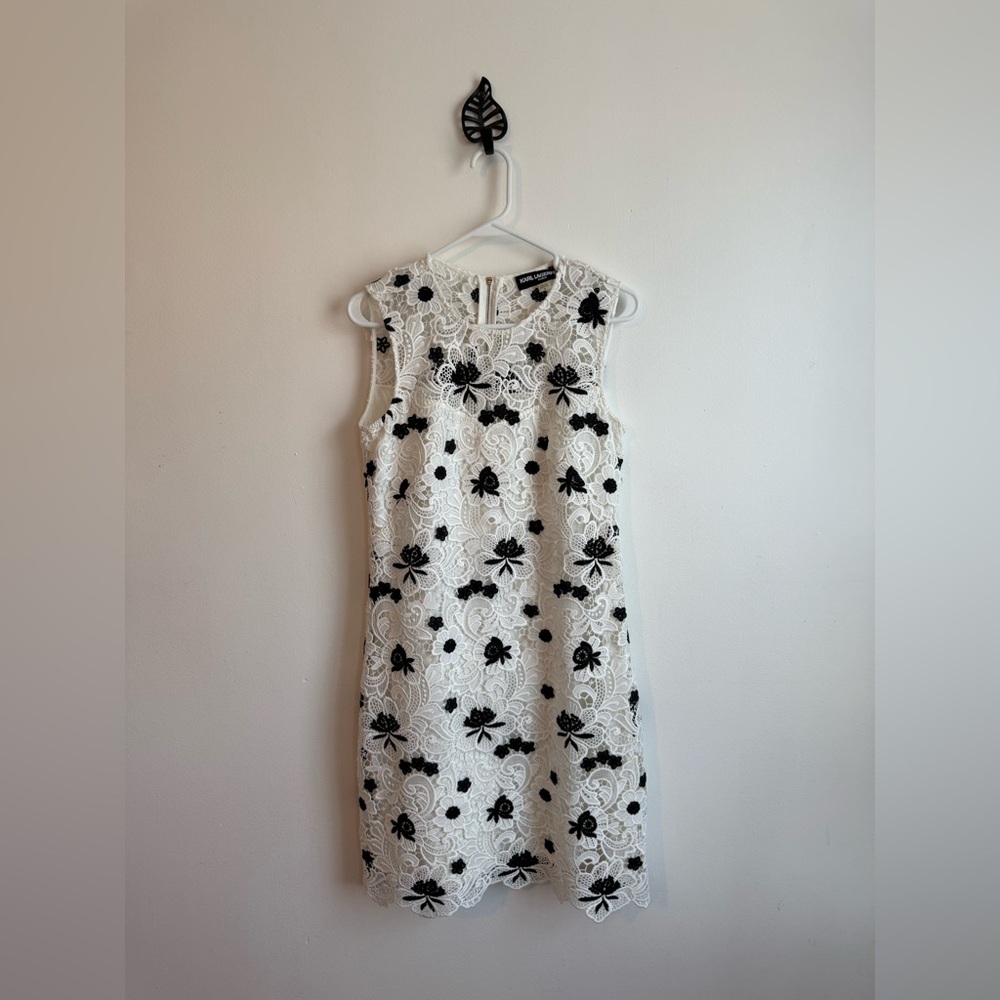 Karl Lagerfeld Black Floral Lace Midi Dress